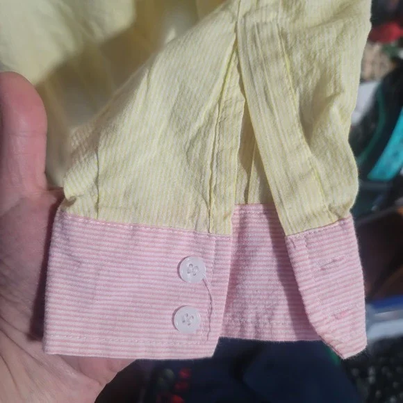 Mable Anthro Pastel Colorblock Striped Button Down Shirt Womens ML Boho chic - Picture 4 of 5